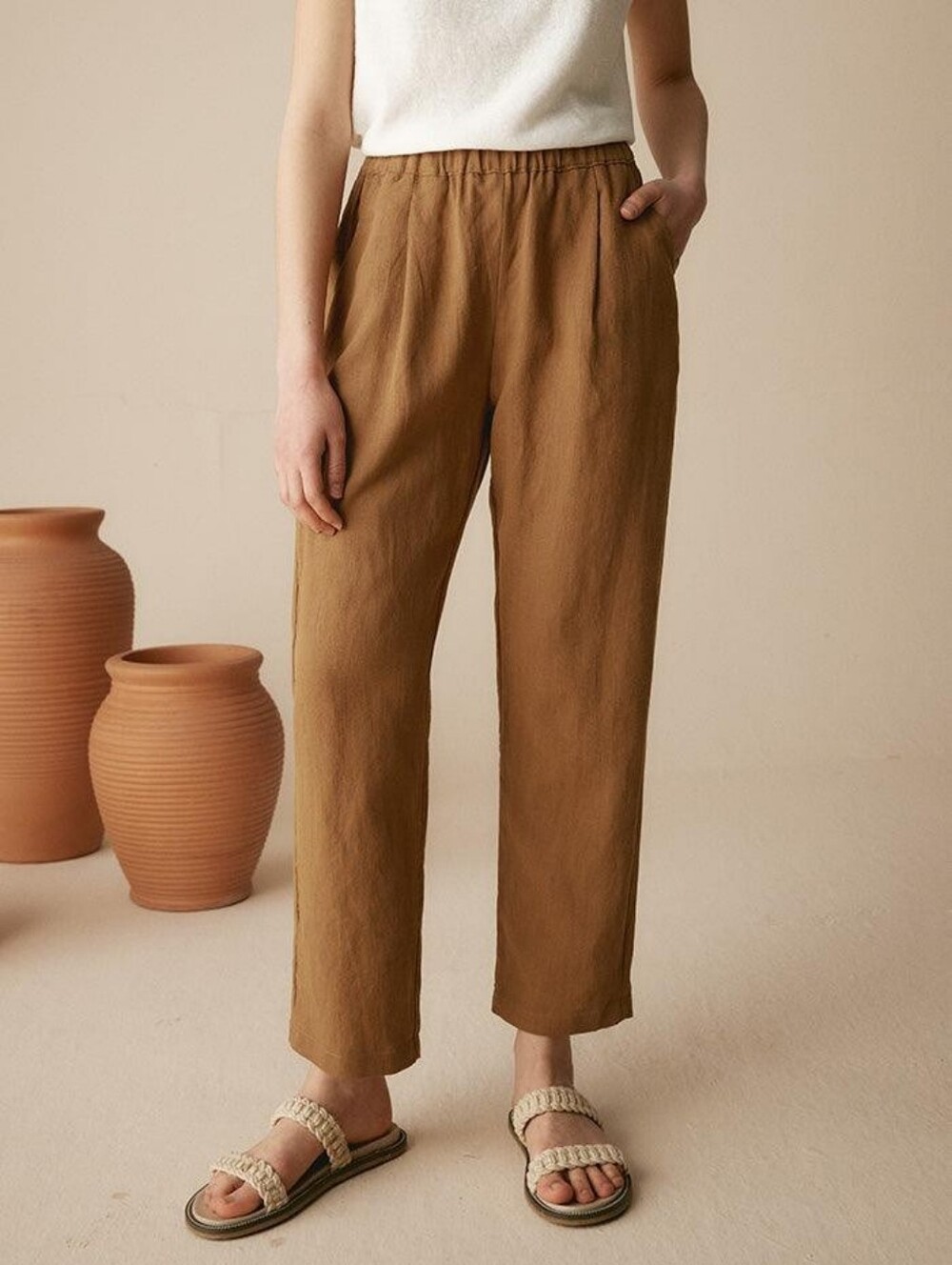 Lintico Linen Blend Tapered Pants PATRICIA Size Small